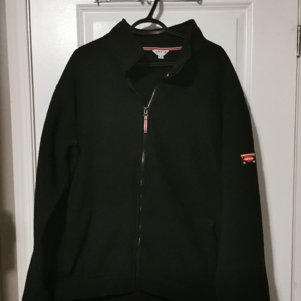 Orvis Men's Black Heavy Polar Fleece Zip-Up Sweater